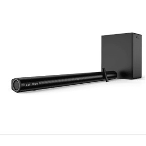 CELLECOR CBS 01 TUNEBAR 2.1 Channel Soundbar with 160W RMS Output  80W Subwoofer  Bluetooth 5.3   Matte Black Metal Grill   Black