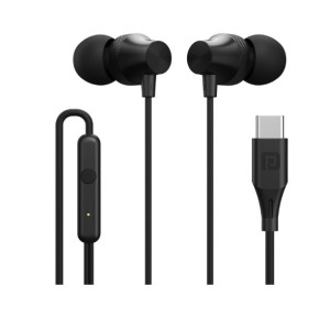 Portronics Conch Beat C in Ear Wired Earphones with Mic  Type C Audio Jack  10mm Driver  1.2m TPE Anti Tangle Wire  in line Mic Controls  Powerful Audio  Metal Alloy Body  Wide Compatibility Black