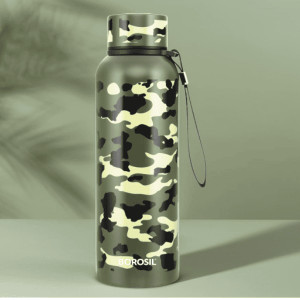Borosil Trek Insulated 700 ml Water Bottle  Stainless Steel Bottle with Double Wall Vacuum Insulation  20 Hours Hot   24 Hours Cold  for Everyday Use  Military Green