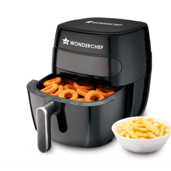 Wonderchef Swift Digital Air Fryer with Window   1350W  6 litres   7 Pre Set Functions   Non Stick Basket   Auto Shut Off   Touch Screen   Fry  Bake  Grill  Roast   2 Year Warranty   Black