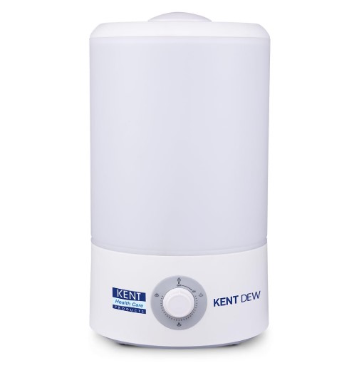 KENT Dew Humidifier with Ultrasonic Mist 4L   Eliminates Dryness Caused by AC s   Room Heater   UV LED Light Kills Bacteria   Viruses   Keeps Room Cool in Summer   No Water Droplets   25W   White