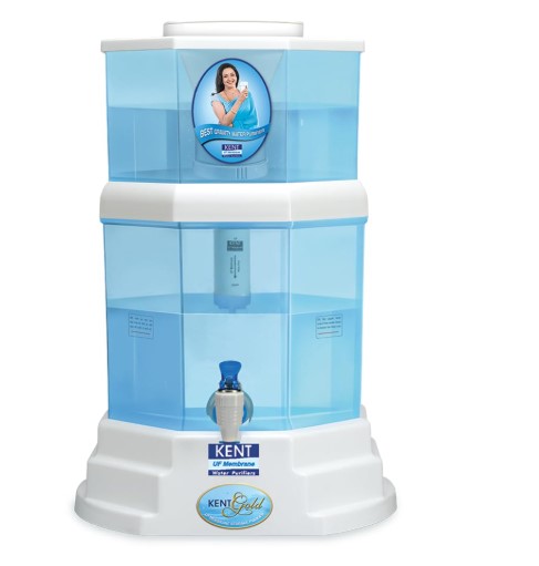 KENT Gold Gravity Water Purifier  11014    UF Technology Based   Non Electric   Chemical Free   Counter Top   20L Storage   White