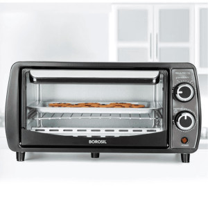 Borosil Prima Pro 10 Litres Oven Toaster Griller   800W Heating Element  Temprature Control  0 60 min Timer   Pizza Oven  Cake Oven For Baking   Black