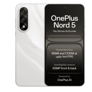 OnePlus Nord 5   Snapdragon 8s Gen 3   Stable 144FPS Gaming   Dual 50MP Flagship Camera   Powered by OnePlus AI   8GB   256GB   Marble Sands