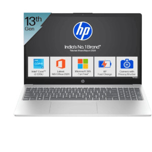 HP 15  13th Gen Intel Core i3 1315U Laptop  8GB DDR4  512GB SSD   Antiglare  15.6   39.6cm  FHD  Win 11  M365 Basic 1yr   Office Home 24  Silver  1.59kg  FHD Camera w Privacy Shutter  fd0465TU