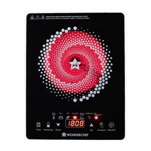 Easy Cook Hot Plate Infrared Cooktop with Feather Touch Control   6 Power Settings 2200 Watt Induction Cooktop Pre set Menus for Soups  Curries  Dals  Saute Masala Crystal Glass Top Surface  LED Digital Panel   Smart Touch Buttons  1 Year Warranty