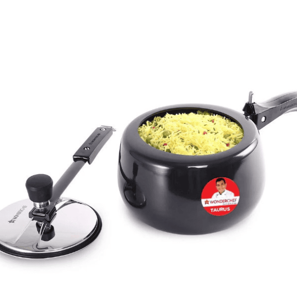 Taurus Hard Anodized 3L Inner Lid Pressure cooker  SS Lid  Soft Touch Handles for Durability  Induction Friendly  Black  5 year warranty  ISI Certified