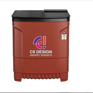 Godrej 8 Kg 5 Star With 460 PowerMax Wash Motor Semi Automatic Top Load Boderless Design Washing Machine Appliance  WSEDGE ULT 80 5.0 DB2M CSRD  Crystal Red  With Toughened Glass Lid