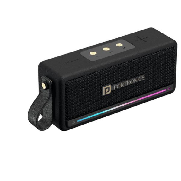 Portronics Harmony Mini 25W HD Premium Portable Bluetooth Speaker with Subwoofer  EQ Adjustment  6 Hours Playtime  in Built Mic TWS Mode RGB Lights  Bluetooth V5.3  Type C Fast Charging Black