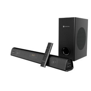 Portronics Pure Sound 106   120W Bluetooth Soundbar with Wired Subwoofer for Deep Bass  2.1 Channel Home Theatre  HD Sound 3 EQ Modes  BT 5.3V HDMI  AUX in  USB Port  Sleek Remote Control Black