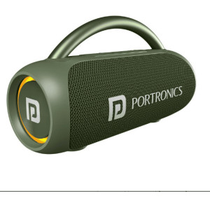 Portronics Radiant 30W Wireless Bluetooth Portable Speaker With In Built Mic 6 Hours Playtime HD Clarity Sound Dual Driver RGB LEDs TWS Connectivity BT5.3v USB Drive Aux in Type C Fast Charging Green
