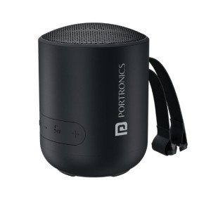 Portronics Soundpot 20W Wireless Bluetooth Portable Speaker with 360   immersive Sound  Upto 6 Hours Playtime  in Built Mic  TWS Mode  Easy Control  Strong Lanyard  Type C Fast Charging Black