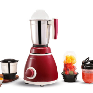 Acura Plus 500 W Mixer Grinder   4 Stainless Steel Jars with Sipper Jar   Powerful Blending  Mixing  Grinding   3 Speed   Pulse Function   Anti Skid Feet   5 Years Warranty on Motor   Red  5.0  5